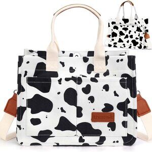 Canvas Tote Bag Women Large Capacity Multiple Pockets Work Purse Bible Tote